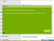 Win10专业版找不到Recovery Environment