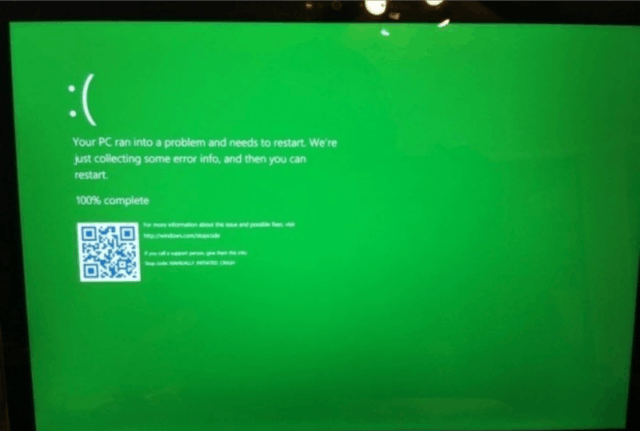 看惯了win10蓝屏 你见过Windows绿屏吗?
