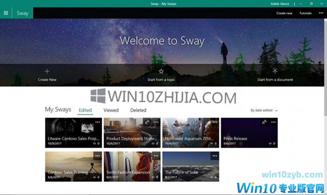 Microsoft Sway更新了Windows 10的新功能